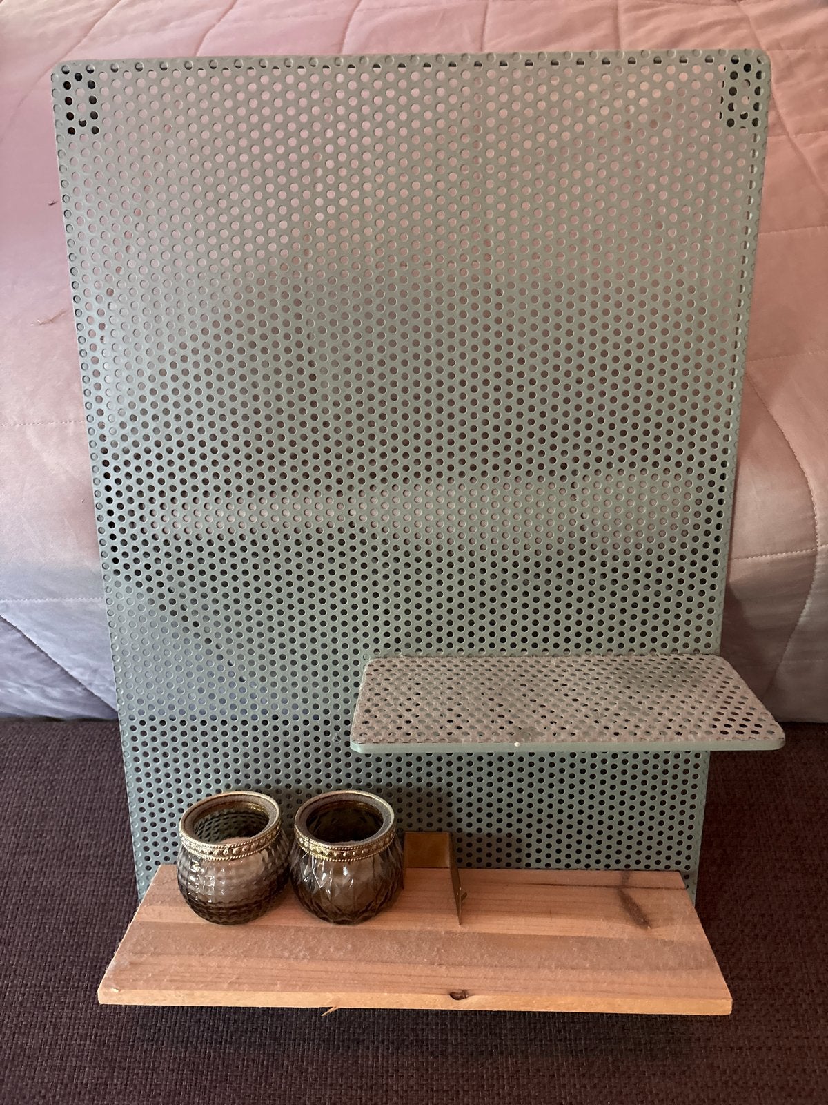 Metalen prikbord/wandrek met plankjes - Groen, Ophalen of Verzenden, Gebruikt