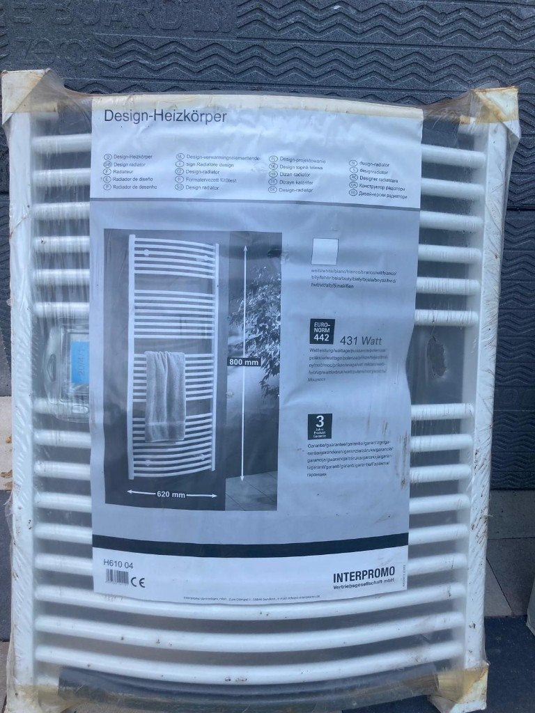 Nieuwe designradiator / handdoekradiator wit 620x800 mm, Ophalen, Nieuw, Rvs, Overige typen