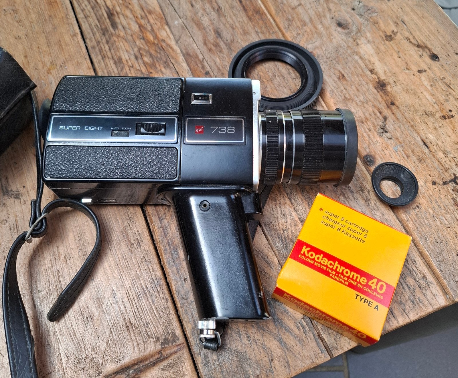 Vintage GAF 738 Super 8 Camera met Kodachrome 40 film, Ophalen of Verzenden
