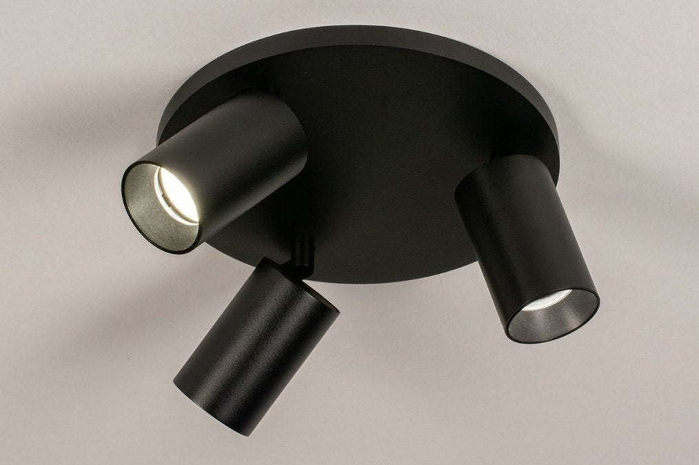 plafondlamp spots rond zwart keuken bed bank bedrijf lamp, Ophalen of Verzenden, Nieuw