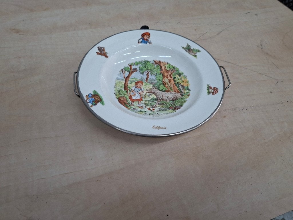 antiek kinder warmhoudbordje jaren 50, Ophalen of Verzenden