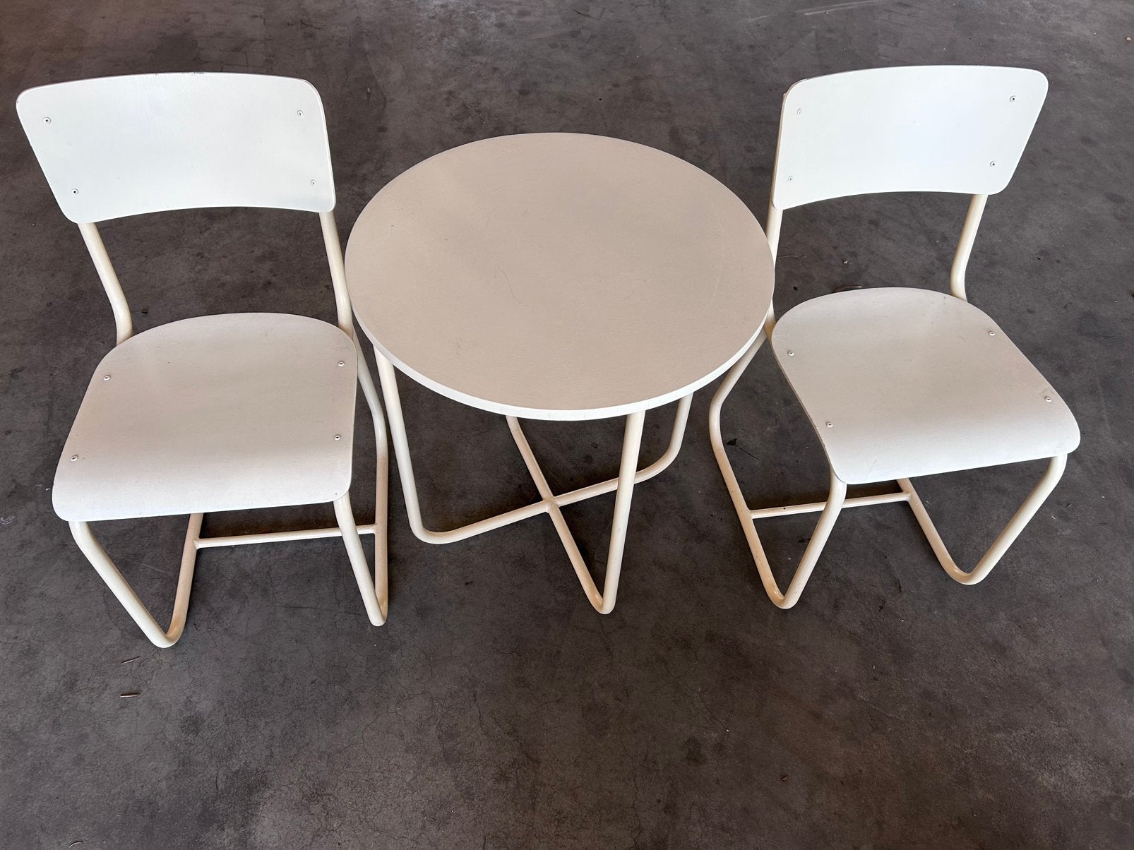 Wit buizenframe gispen design stoelen tafel set, Ophalen, Wit, Twee