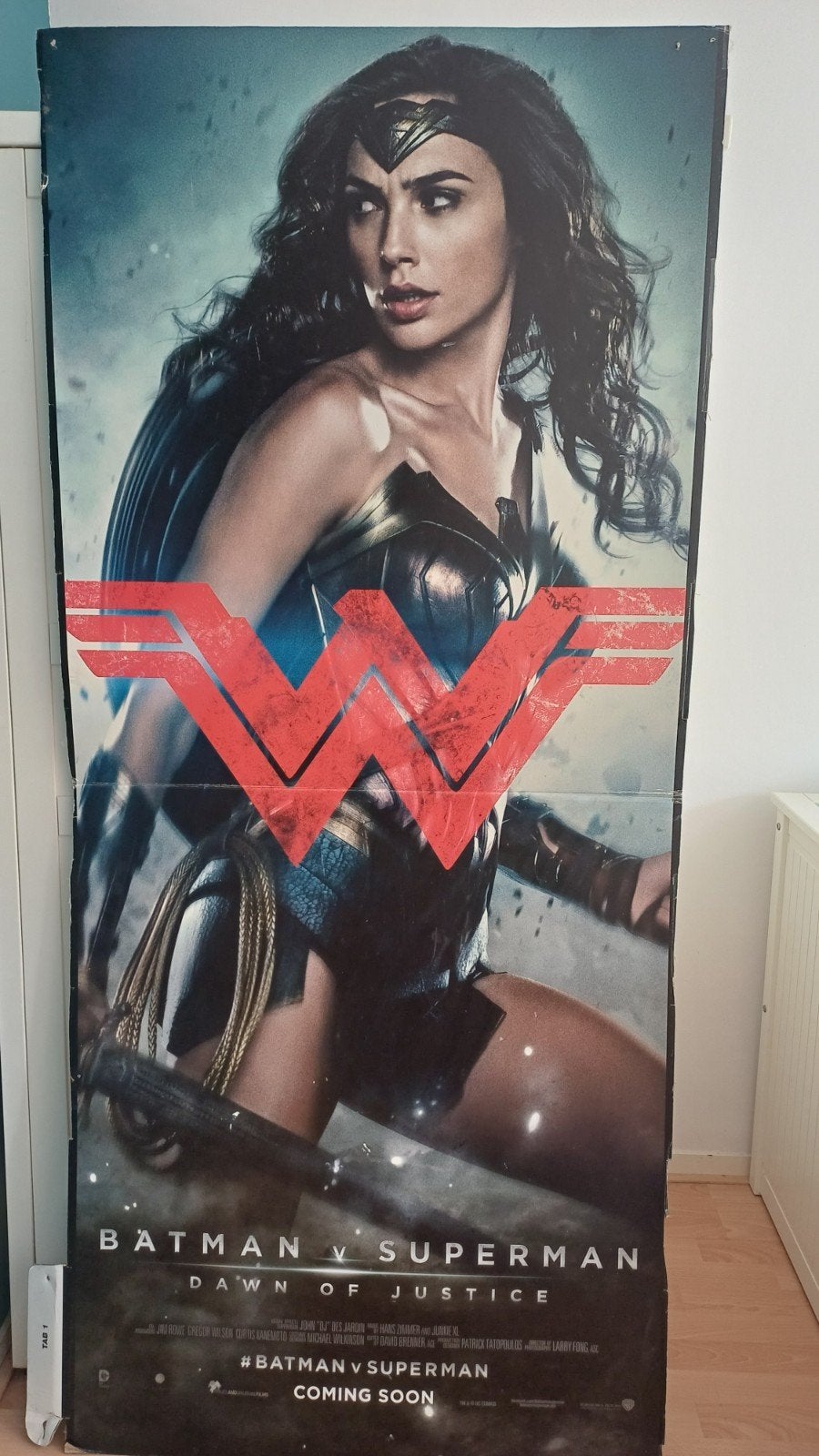reclamebord film Wonder Woman, 2.10 m hoog!, Ophalen, Deurposter of groter, Film en Tv