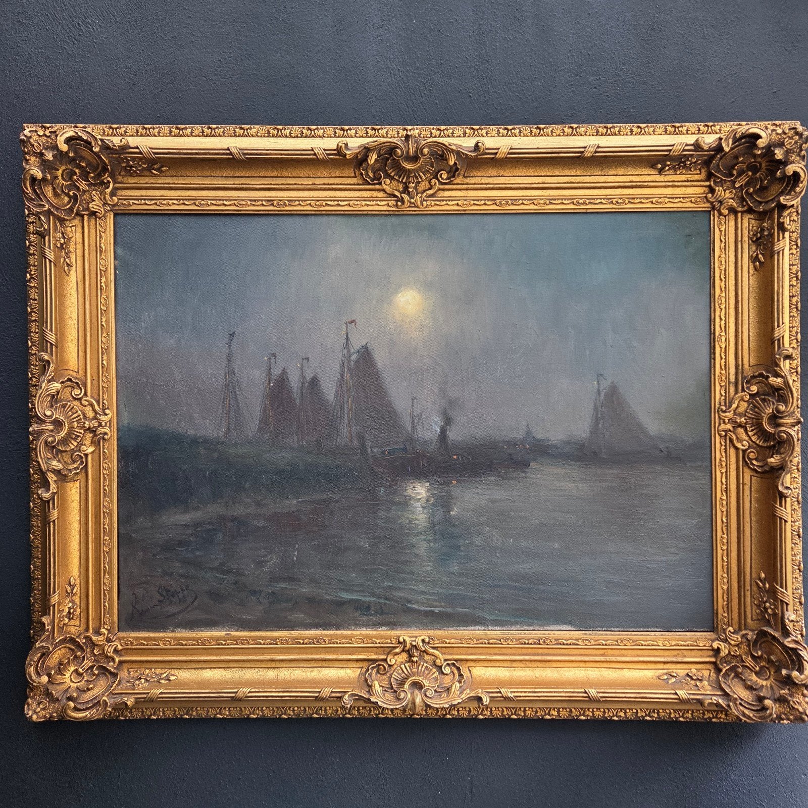 romain Steppe olieverf schilderij op linnen, Westerschelde, Antiek en Kunst, Ophalen