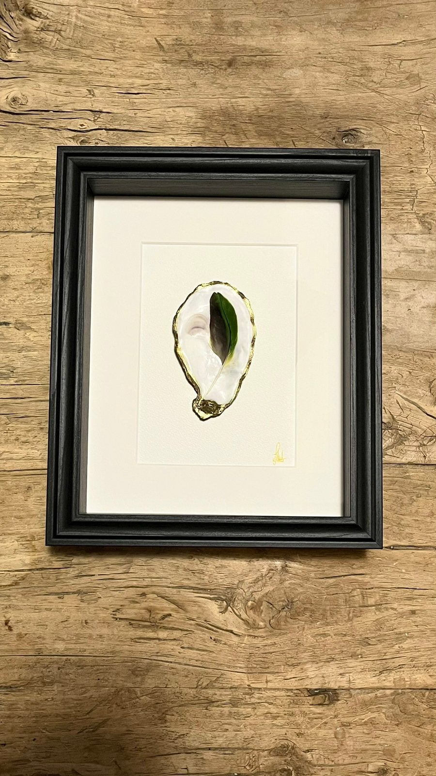 Veer ingelijst in oester, Ophalen of Verzenden, Nieuw, Schilderij, Minder dan 50 cm