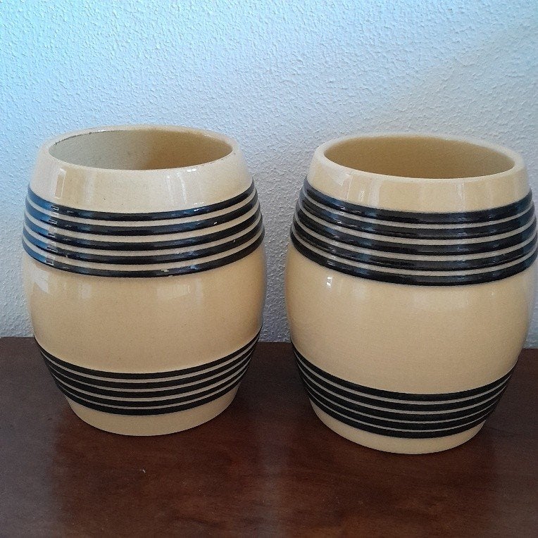 2 bandenpotten / voorraadpotten, Gebruikt, Geel, Ophalen of Verzenden, Voorraadpot