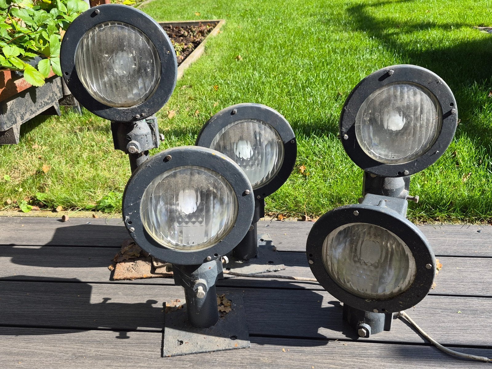 Set van 5 landingsbaan lampen omgebouwd tot tuinverlichting, Ophalen, Gebruikt, Overige typen, Waterbestendig