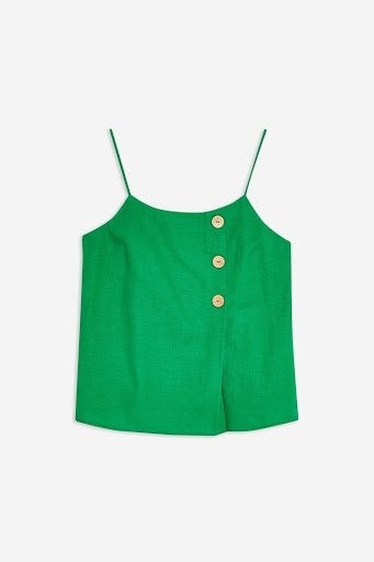 Green button top (TOPSHOP), Nieuw, Ophalen of Verzenden, Zonder mouw, Maat 34 (XS) of kleiner