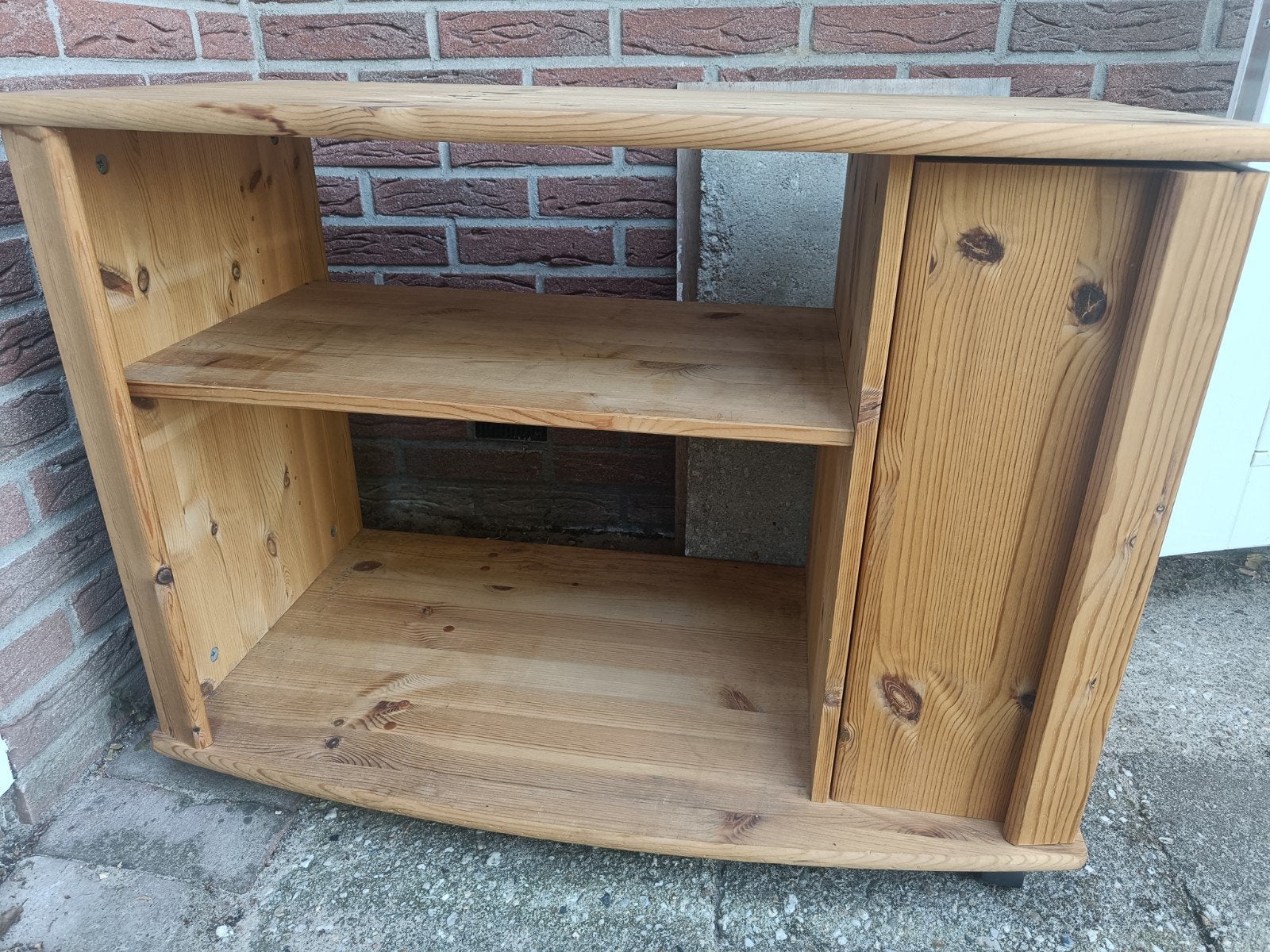 Houten TV-meubel / audiomeubel van grenenhout, Ophalen, Gebruikt, 100 tot 150 cm, Landelijk