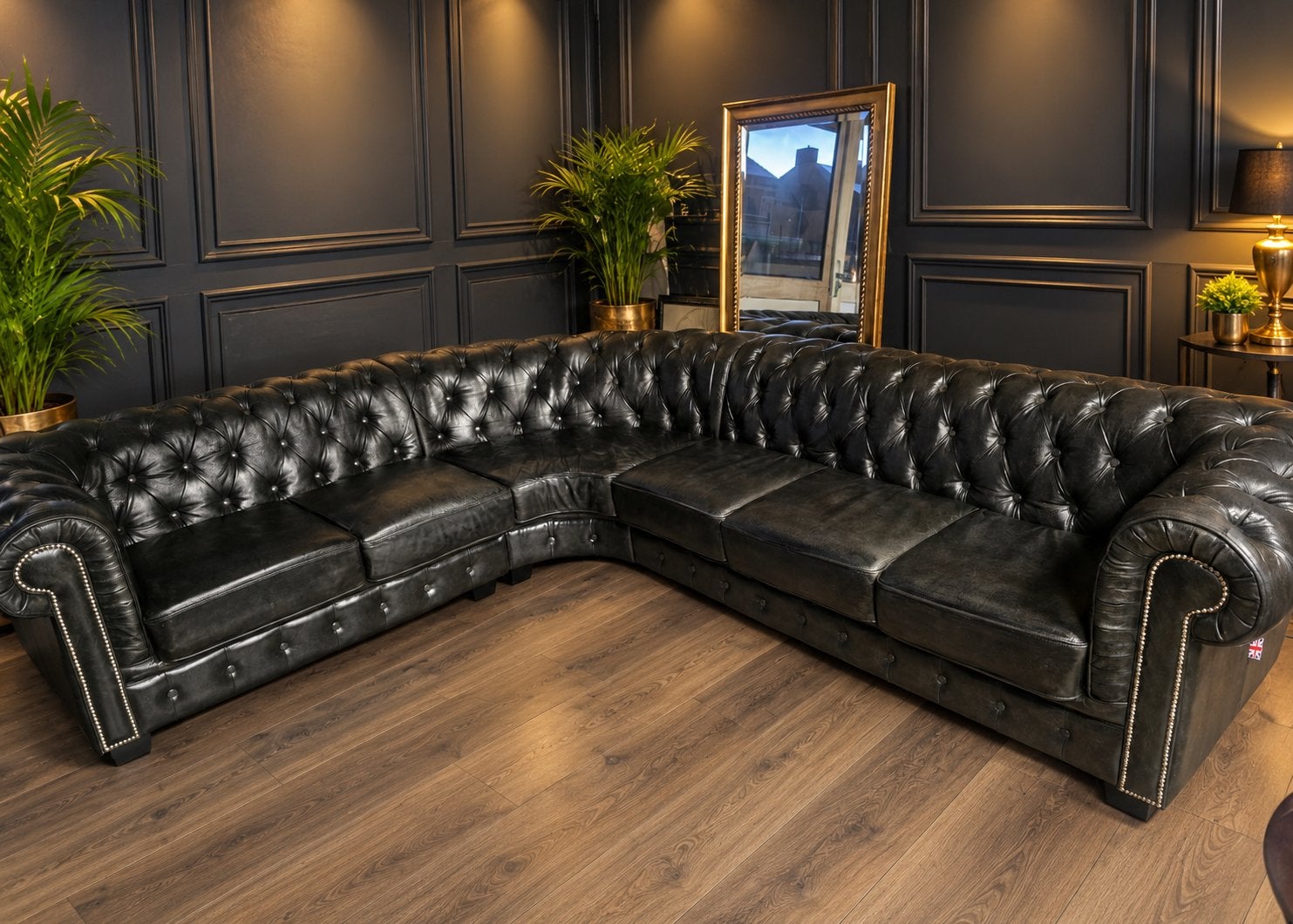 Orginele Birmingham Chesterfield Lederen Hoek Bankstel !!!, Ophalen of Verzenden, Zo goed als nieuw, Vierpersoons of meer