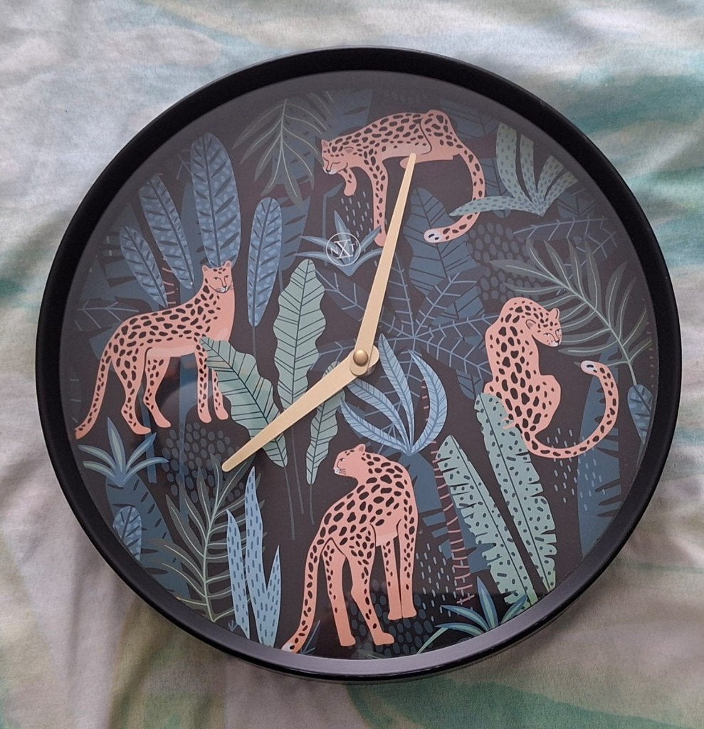klok jungle junglekamer kinderkamer zwart tijgers/ panters, Overige merken, Zwart, Ophalen of Verzenden, Zo goed als nieuw