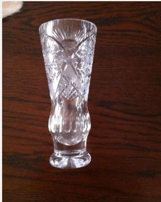 Vaasje kristal glas hoogte 20 cm br 9cm Vintage, Ophalen