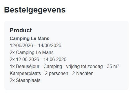 2 camping tickets Beauséjour 24 uur la mans, Tickets en Kaartjes, Twee personen, Juni