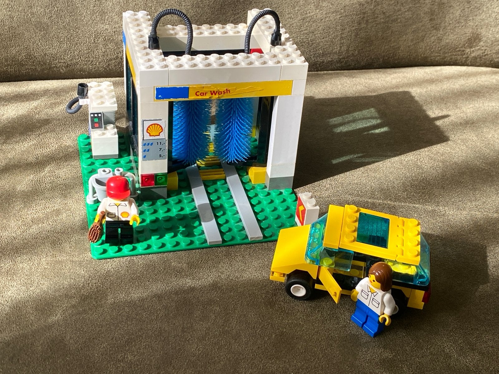 Lego Shell Car Wash 1255 met auto en figuren, Lego, Ophalen of Verzenden, Compleet, Complete set
