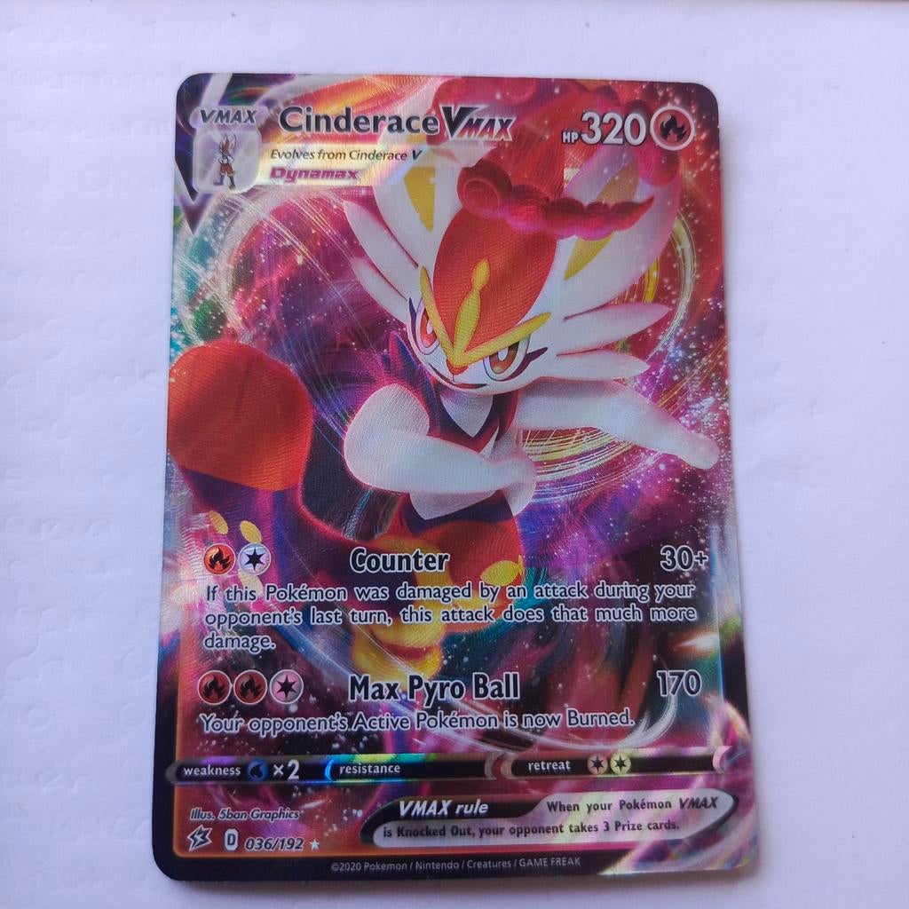 Cinderace VMAX Pokémon Kaart - Zeldzaam en Krachtig, Ophalen of Verzenden, Zo goed als nieuw, Losse kaart