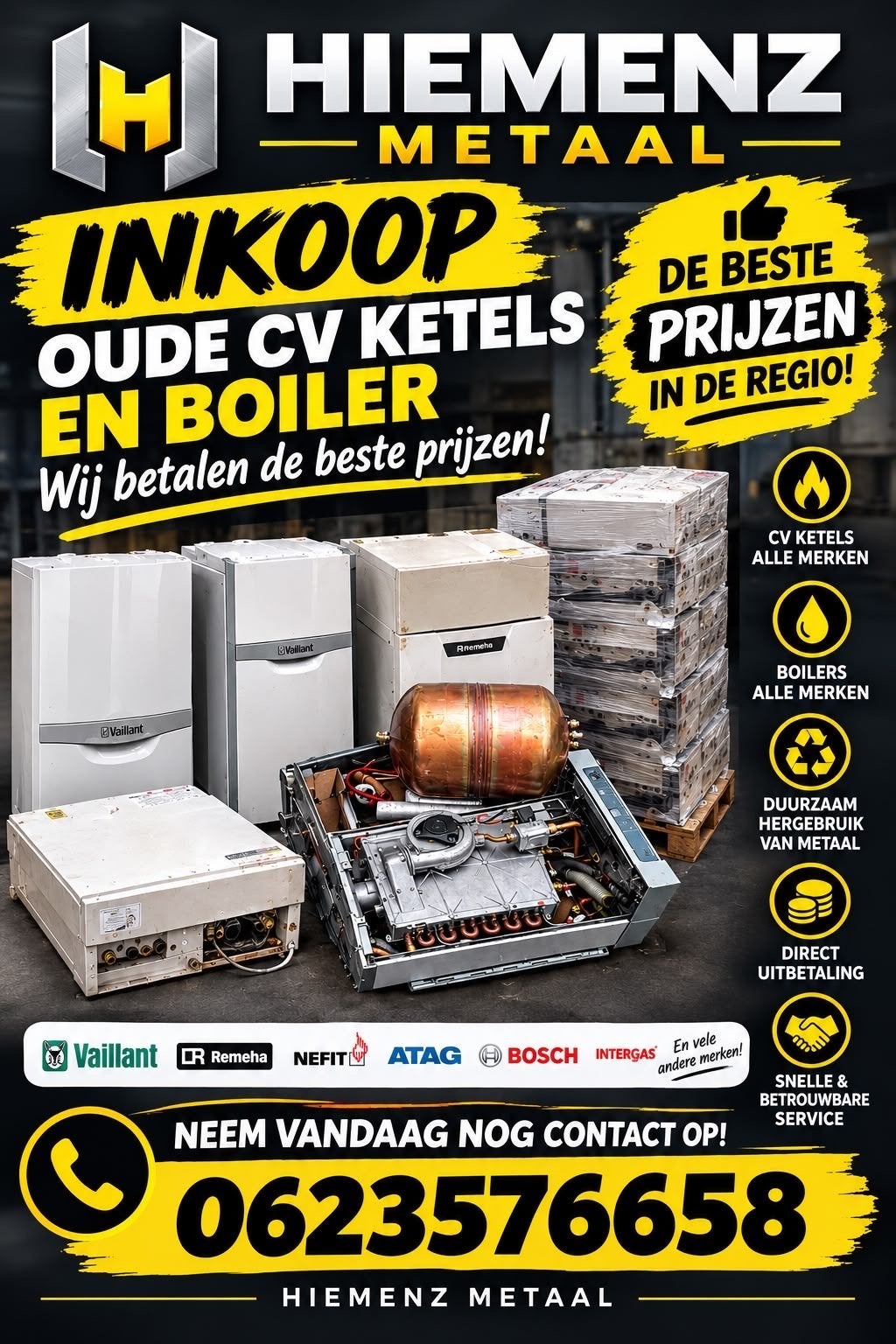 Inkoop oude CV ketels en boilers - Beste prijzen!, Minder dan 30 cm, Cv-ketel of Combi-ketel, Nieuw, Minder dan 60 cm