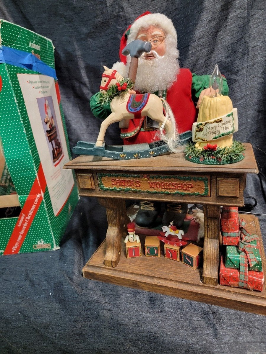 Bewegende Kerstman Motionette Christmas Old toy Maker, Ophalen, Gebruikt