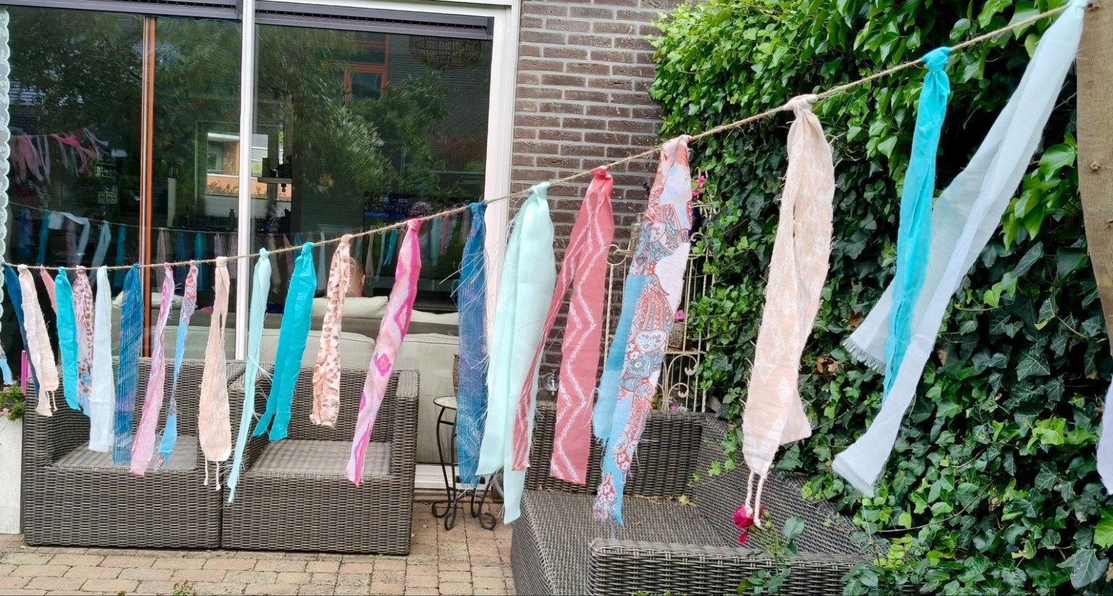 Bohemian Slinger - Zalm & Turquoise - 6 mtr, Ophalen of Verzenden, Nieuw, Versiering, Overige