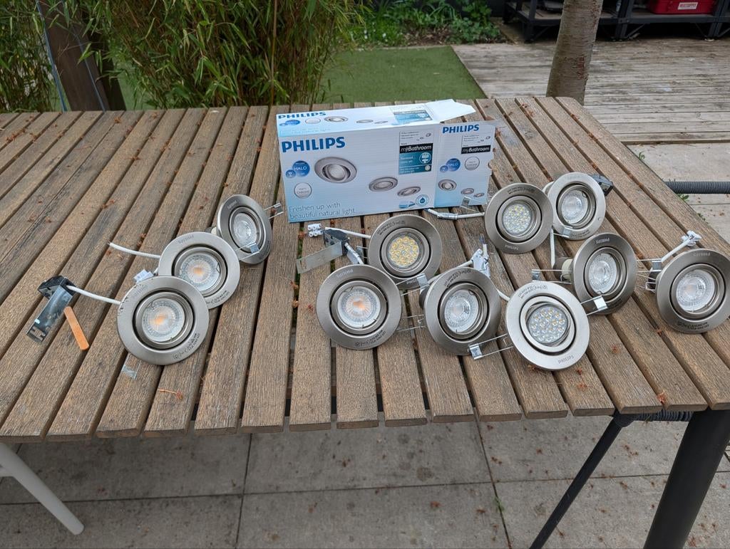 Philips inbouwspots GU10 12 stuks, Ophalen of Verzenden, Gebruikt, Bipin of Steekvoet, Led-lamp