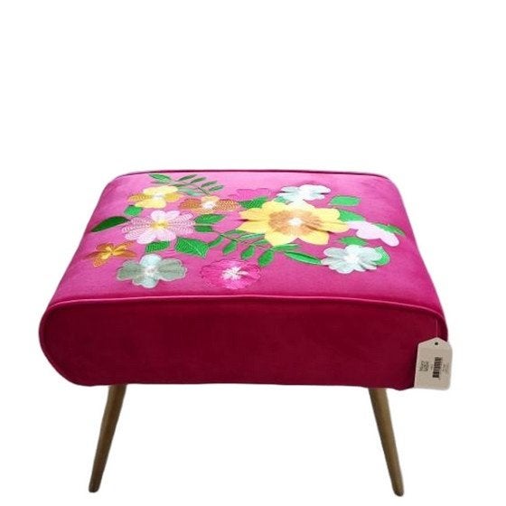 [Woonwinkel] Poef Joy fuchsia roze 52x40x40 cm, Minder dan 50 cm, Rond, Nieuw, Minder dan 50 cm