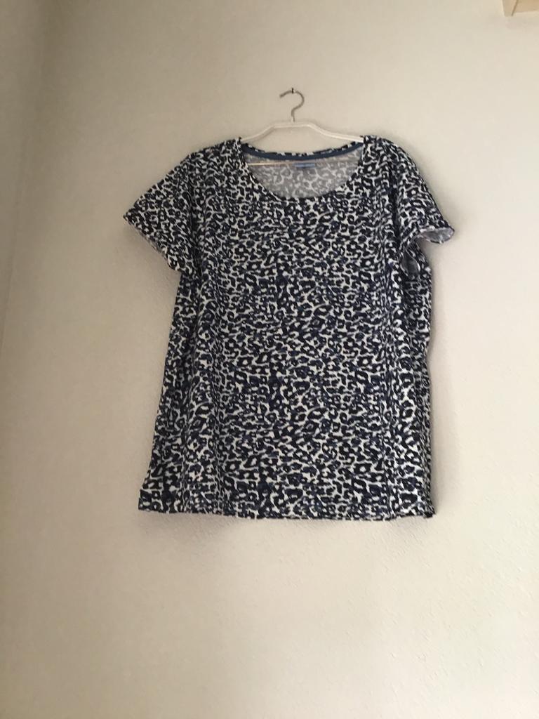 John Cabot Shirt blauw/wit motief maat XL, Kleding | Dames, T-shirts, Blauw, Maat 46/48 (XL) of groter, Ophalen of Verzenden, Zo goed als nieuw