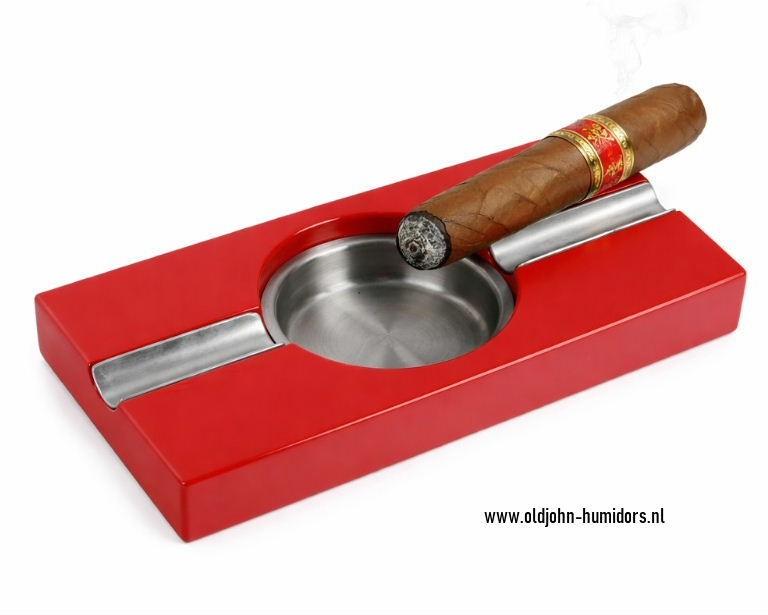SIGAARASBAK VOOR 2 SIGAREN ROOD MET RVS 21 CM!!     sab01, Verzamelen, Verzenden, Nieuw, Asbak