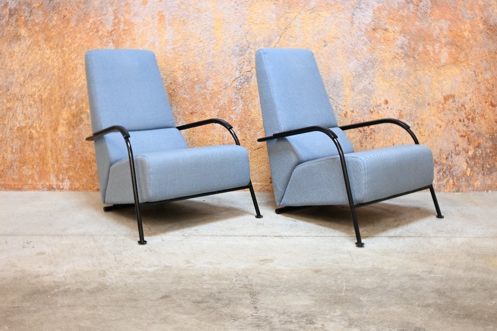 ZGANieuw 1 blauwe stoffen Harvink Mirakel design fauteuil, Harvink, Harvink, 75 tot 100 cm, Ophalen of Verzenden