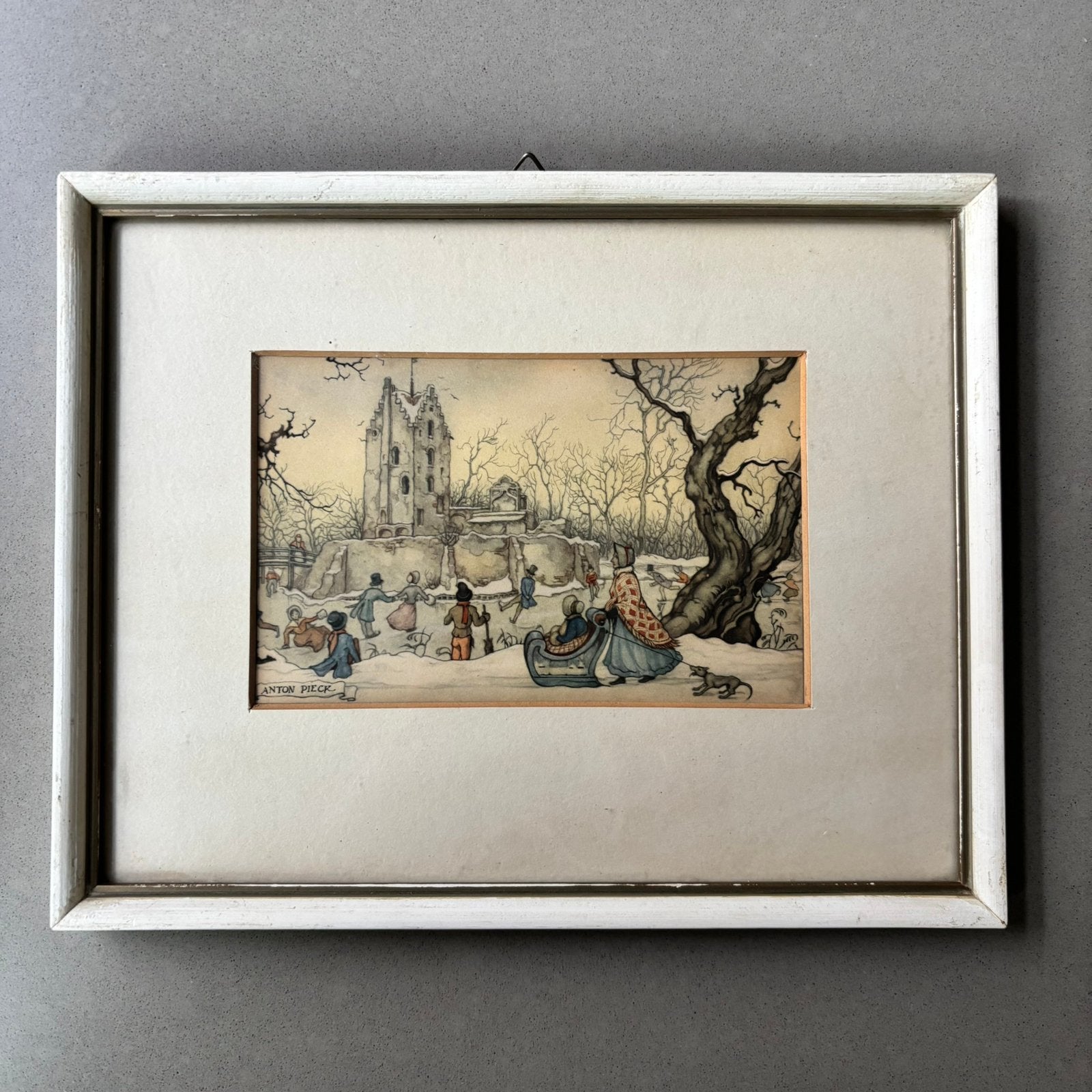 Mooi klein werk, prent, gesigneerd Anton Pieck, Ophalen