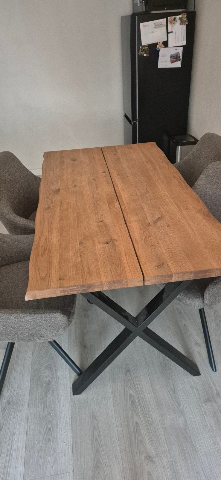 JYSK eettafel (eiken) met 360 graden draaibare stoelen, Ophalen, 100 tot 150 cm, Eikenhout, 50 tot 100 cm