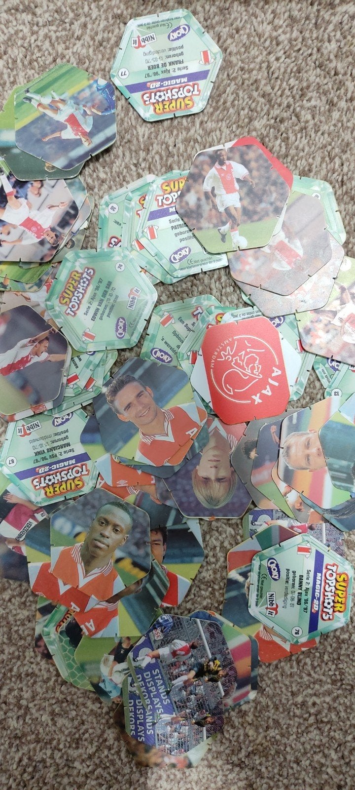 77x Vintage Croky Super Topshots Voetbalplaatjes Jaren '90, Ophalen of Verzenden, Gebruikt, Ajax, Poster, Plaatje of Sticker