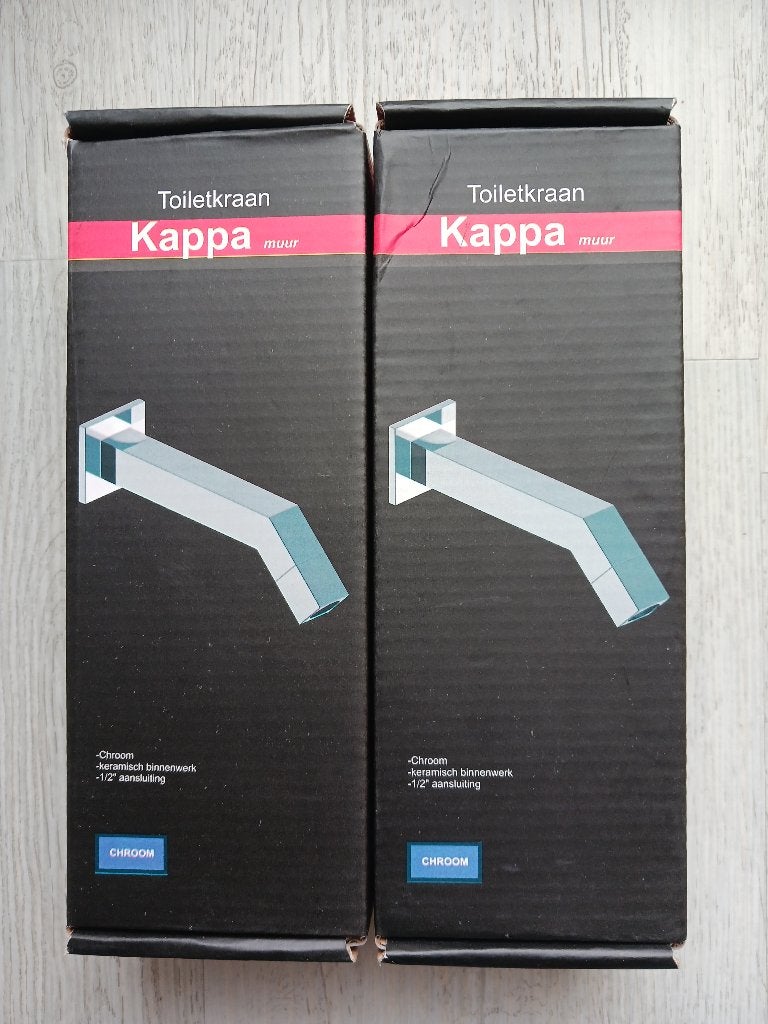 WIESBADEN Kappa Toiletkraan Muurbevestiging Vierkant–Chroom, Doe-het-zelf en Verbouw, Ophalen of Verzenden, Nieuw, Chroom, Kraan