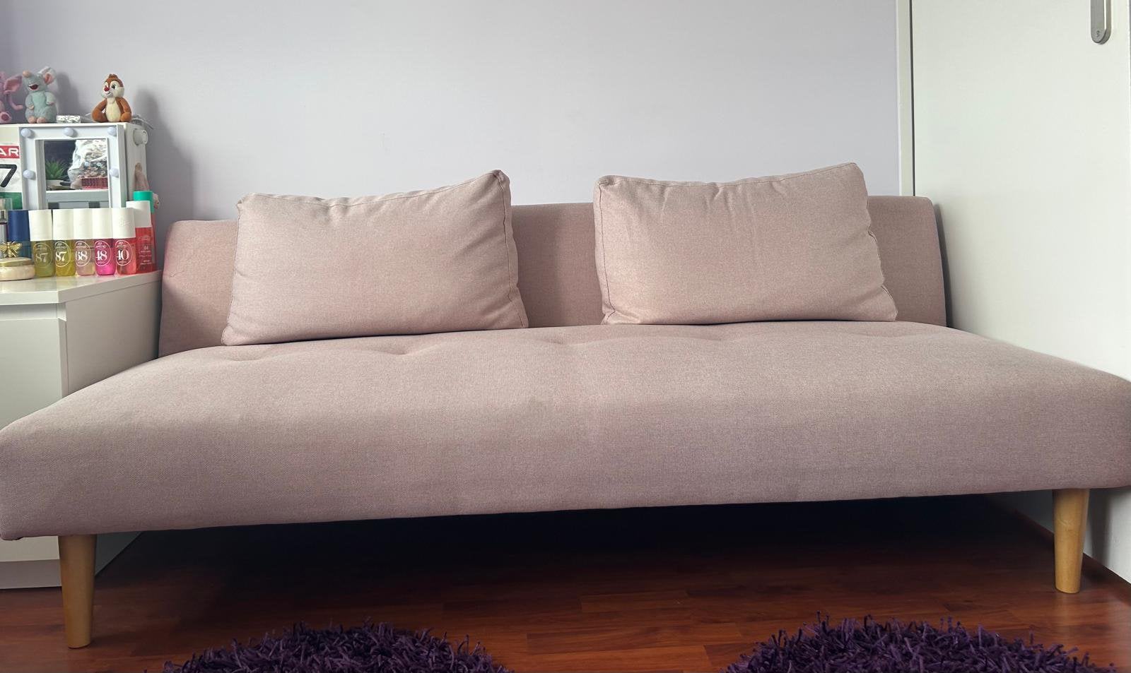 Roze slaapbank, Ophalen, 100 cm, Tweepersoons, 190 cm of minder