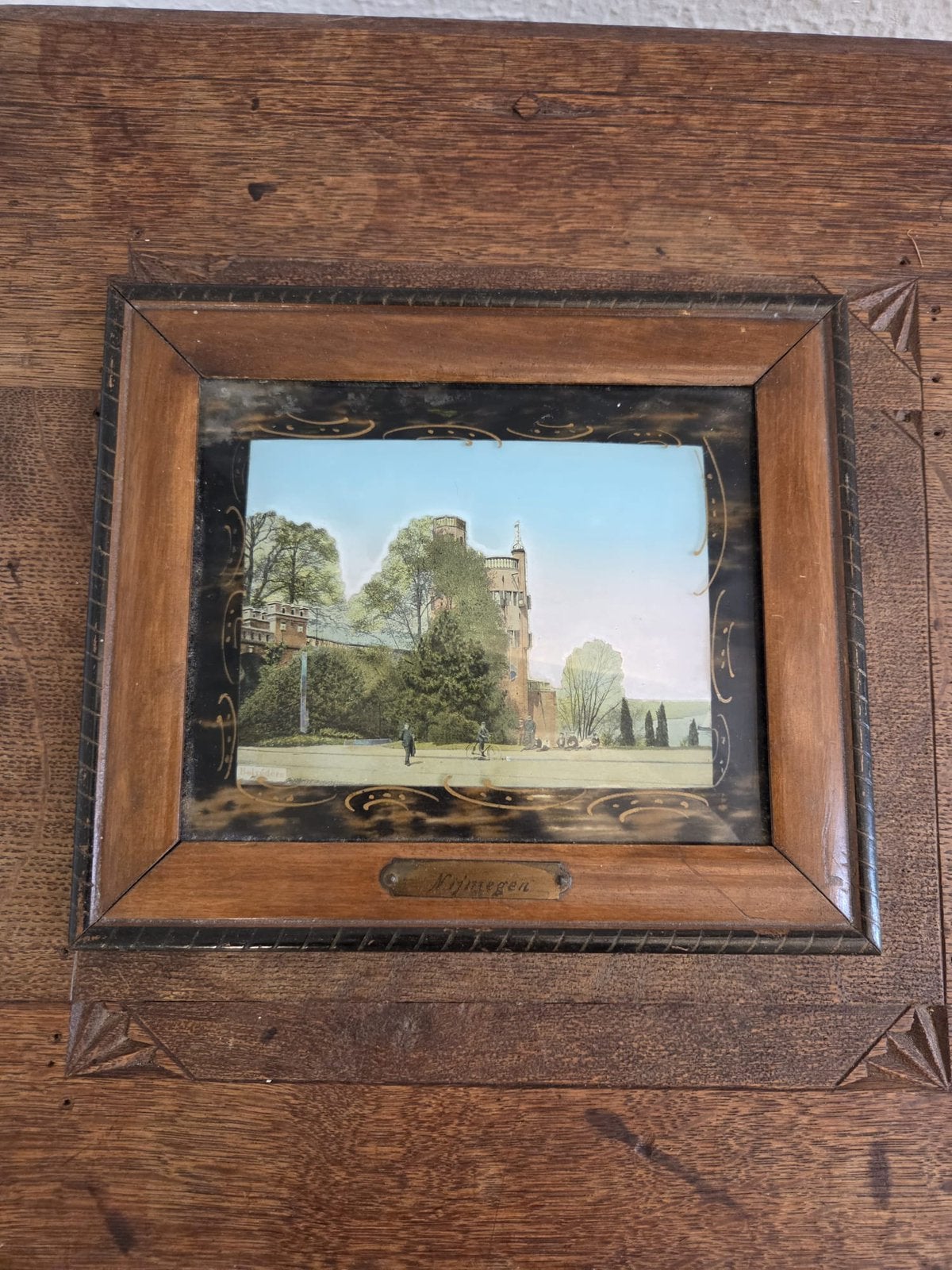 Antiek ingelijst schilderij Nijmegen, Ophalen of Verzenden