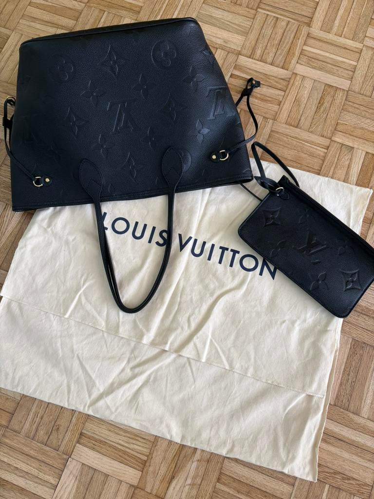 Louis Vuitton Tote Neverfull handtas, zwart, Ophalen of Verzenden, Zo goed als nieuw, Zwart, Handtas