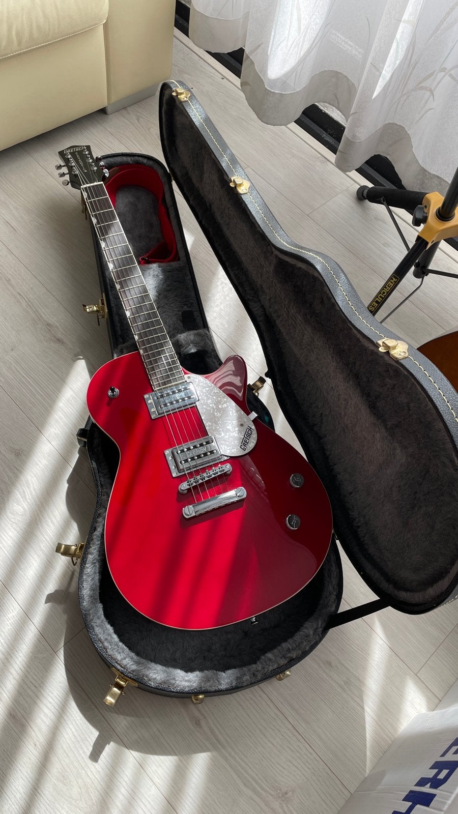 Gretsch G5421 Electromatic Jet Club Firebird Red met koffer, Muziek en Instrumenten, Ophalen, Zo goed als nieuw, Solid body, Overige merken