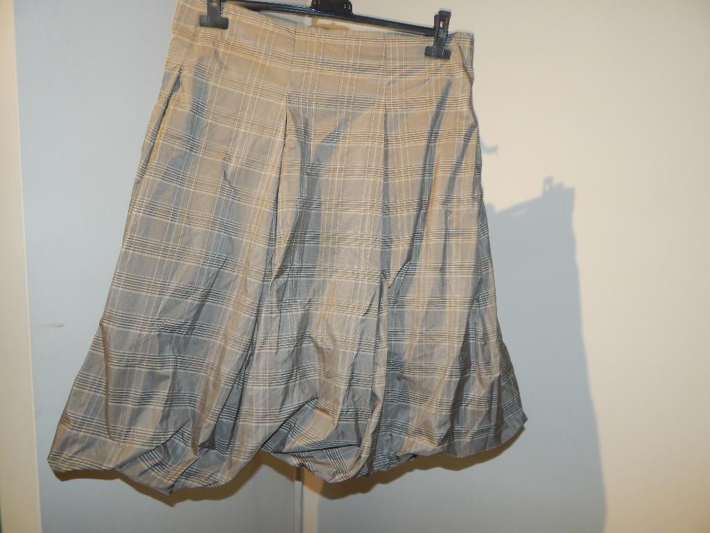 Pauw wikkel overslag rok gladde stof ruitjes voorjaar3/40, Kleding | Dames, Maat 38/40 (M), Verzenden, Beige, Pauw
