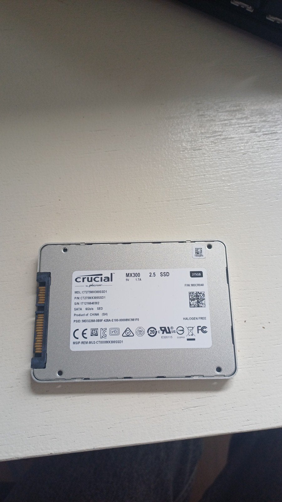 Crucial MX300 275GB SSD - Zo goed als nieuw, Computers en Software, Harde schijven, Intern, Gebruikt, 275 GB, Server