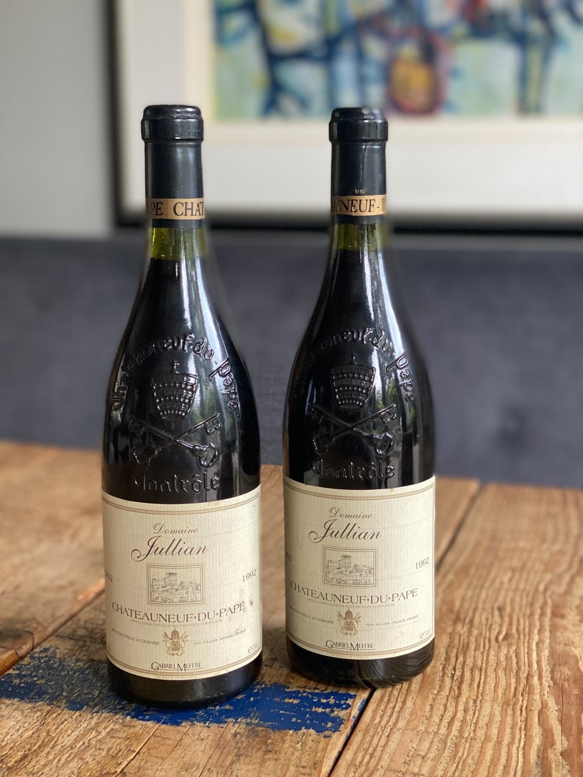 Châteauneuf-du-Pape 1992 - 2 flessen, Gebruikt, Frankrijk, Ophalen of Verzenden, Rode wijn