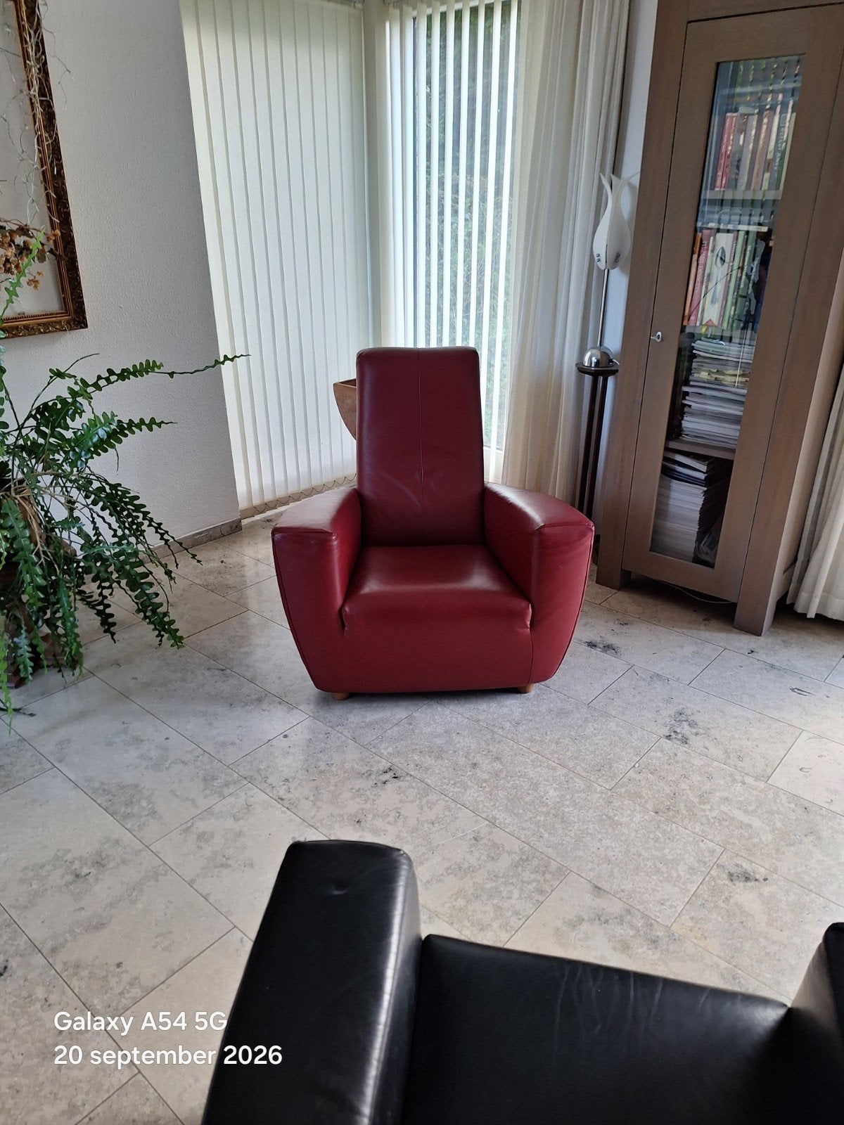 Longa fauteuil van Gerard van den Berg - Rood leer, Huis en Inrichting, Ophalen, Gebruikt, Leer, 75 tot 100 cm