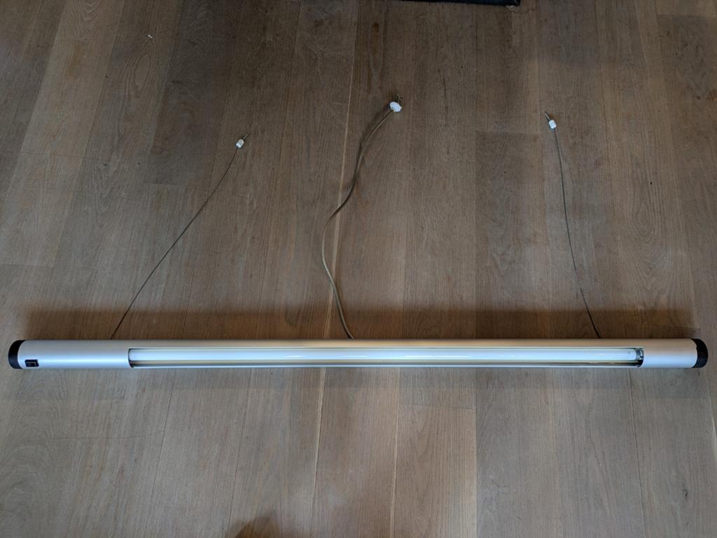 Vintage TL-lamp met schakelaar, 159,5 cm breed, 2 stuks, Ophalen, Gebruikt, 100 tot 150 cm, Minder dan 25 cm