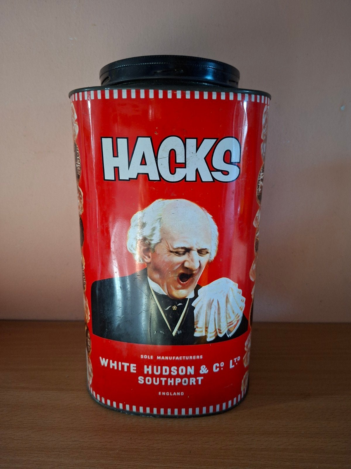 Vintage Hacks blik - Snoepblik - White Hudson & Co Ltd, Verzamelen, Blikken, Ophalen of Verzenden, Gebruikt, Overige