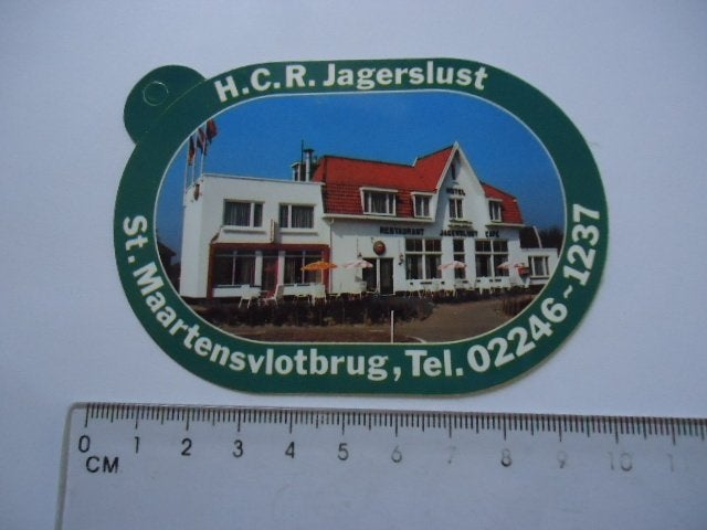 sticker oud HOTEL HCR Jagerslust St Maartenvlotbrug jager, Verzenden, Zo goed als nieuw, Bedrijf of Vereniging