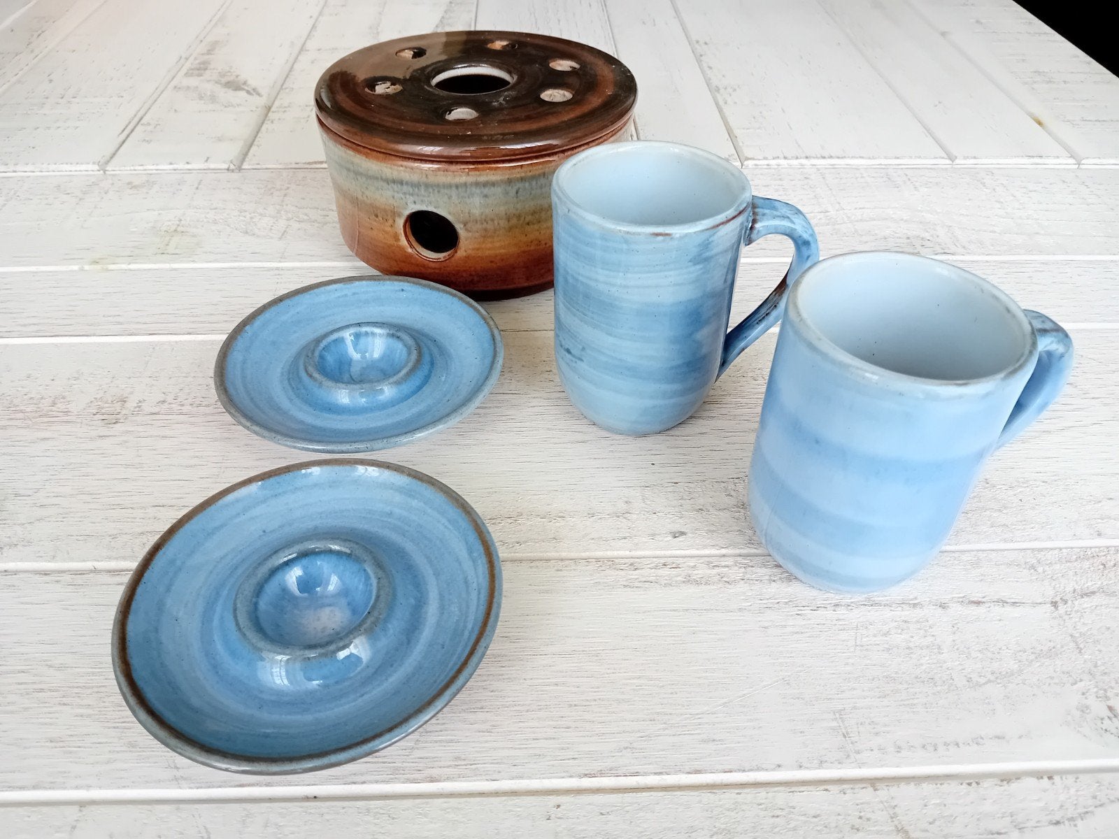 Blauw Volendams aardewerk Volendsms servies puntgaaf., Ophalen of Verzenden, Zo goed als nieuw, Overige stijlen, Kop(pen) en/of Schotel(s)