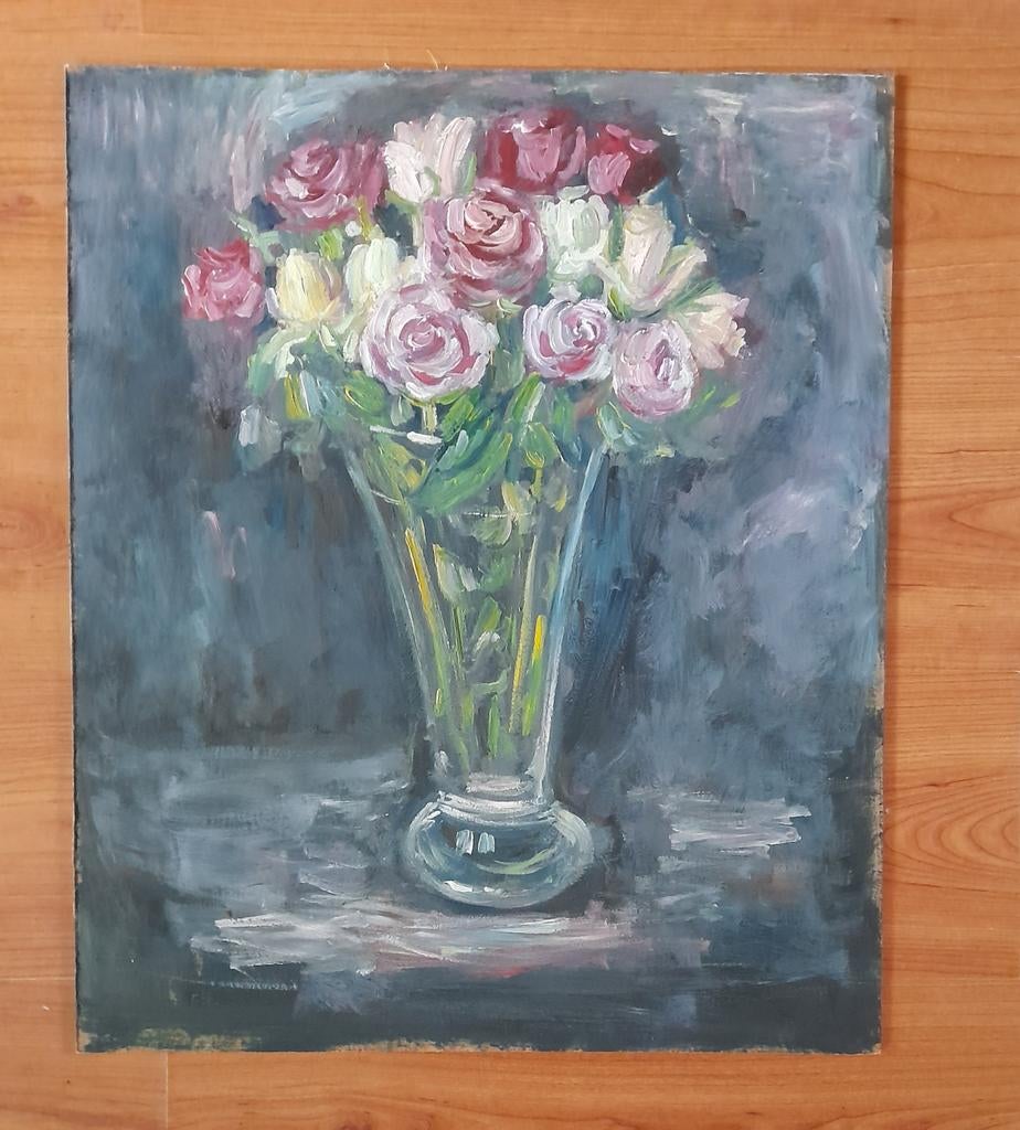 Vaas bloemen schilderij, Antiek en Kunst, Kunst | Schilderijen | Klassiek, Ophalen of Verzenden