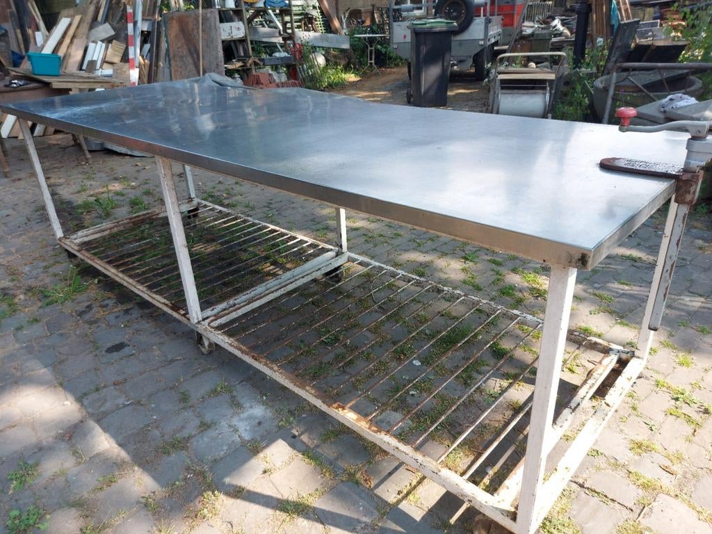 Werktafel bakkerij industrieel XXL vintage rvs-blad tafel, Ophalen