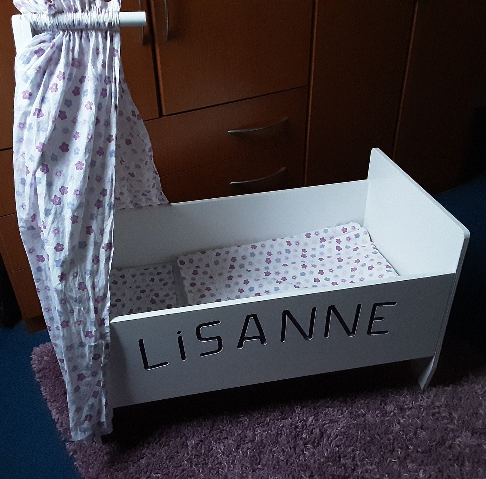 houten Poppenbedje 'Lisanne' met beddengoed, Ophalen of Verzenden, Gebruikt, Overige typen