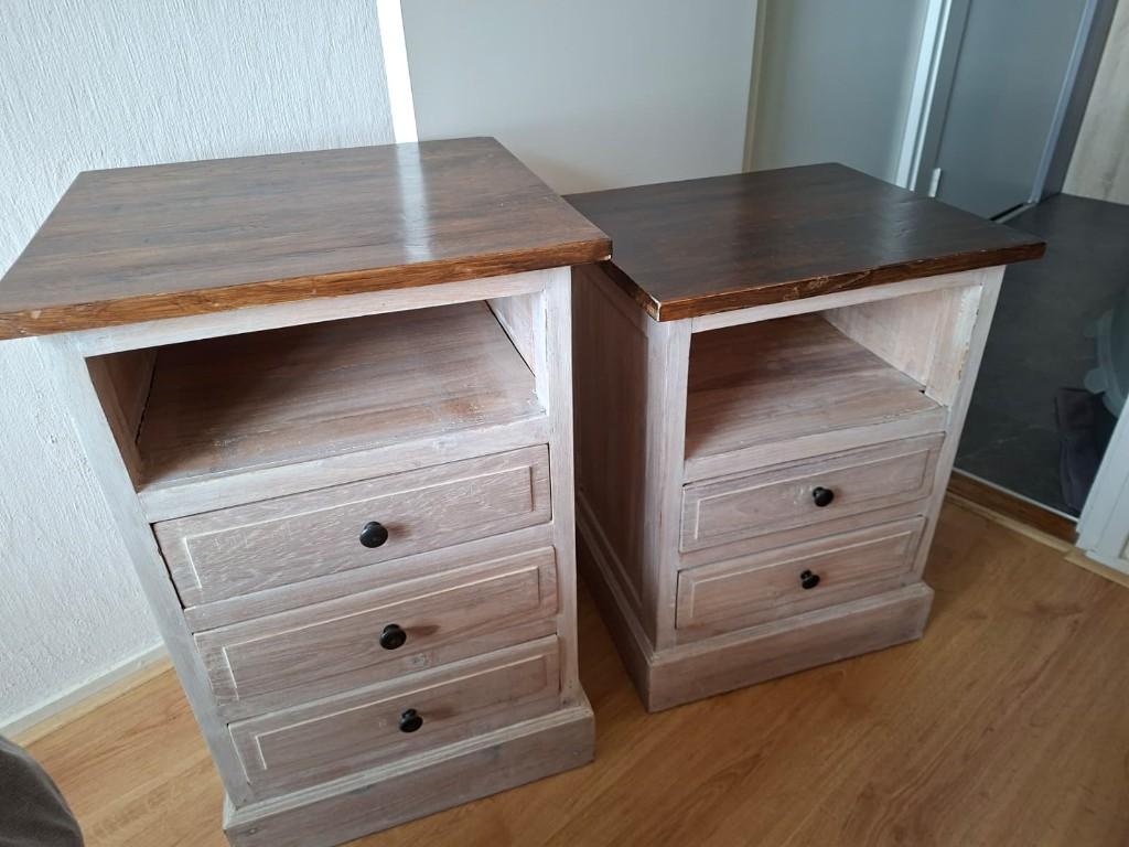 Teakhouten kastjes, Huis en Inrichting, Kasten | Ladekasten, Ophalen, 1 of 2 laden, 50 tot 100 cm, Zo goed als nieuw