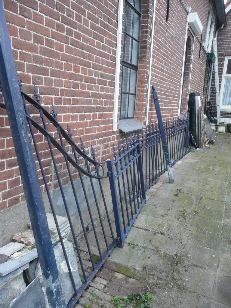 Gietijzer blauw hekwerk, Tuin en Terras, Ophalen, Gebruikt, IJzer, Sierhekwerk