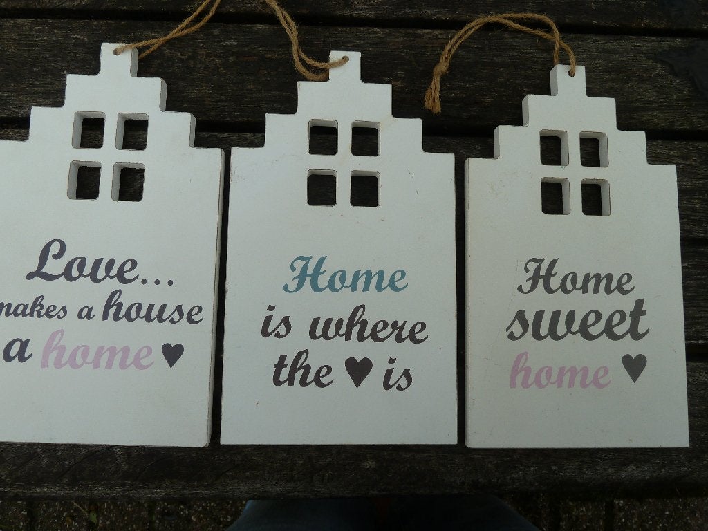 Tekstbordje home sweet home 3 stuks, Huis en Inrichting, Woonaccessoires | Tekstborden en Spreuken, Tekstbord, Ophalen of Verzenden