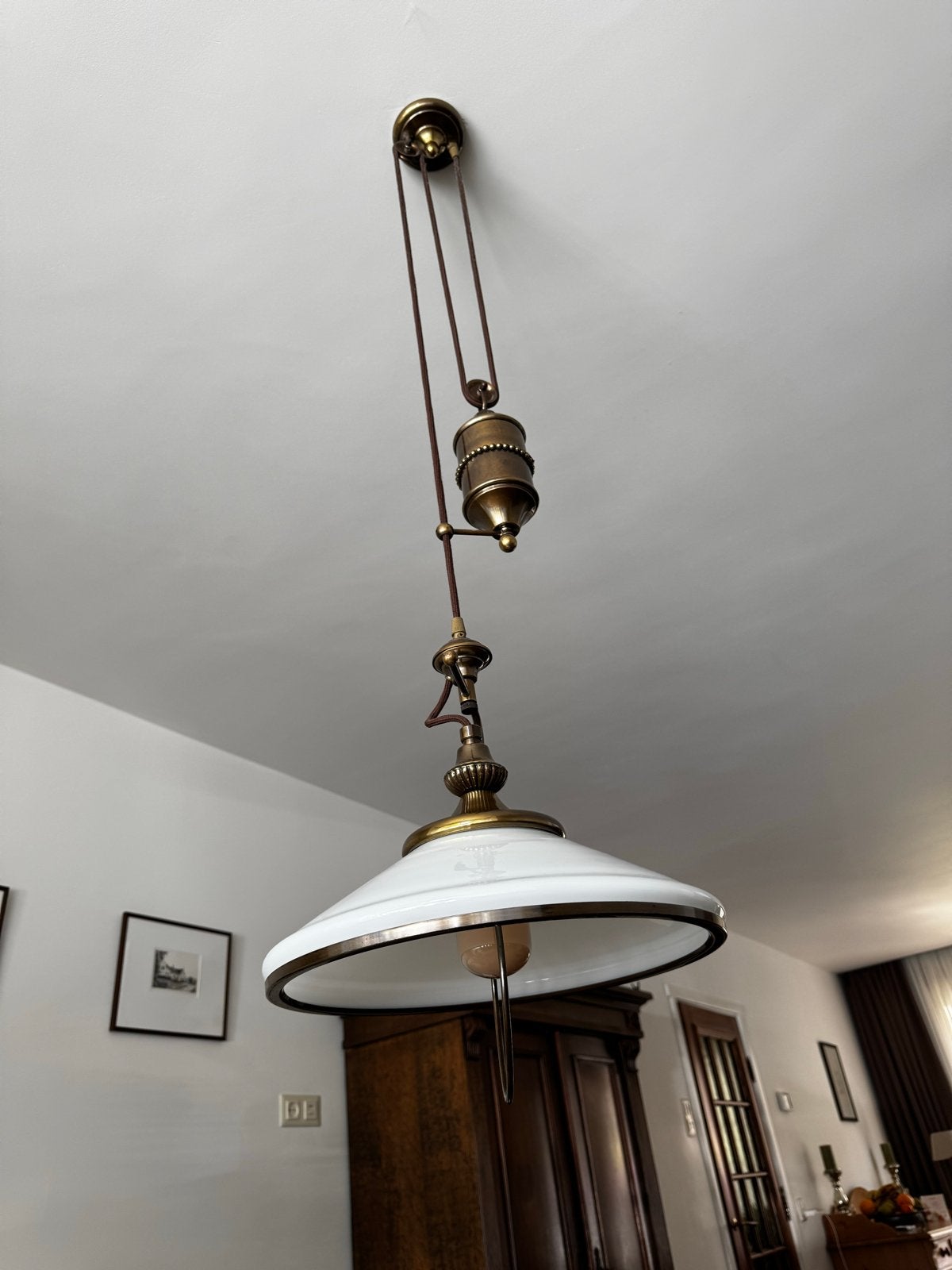 Antieke hanglamp met katrolsysteem - Compleet, Ophalen